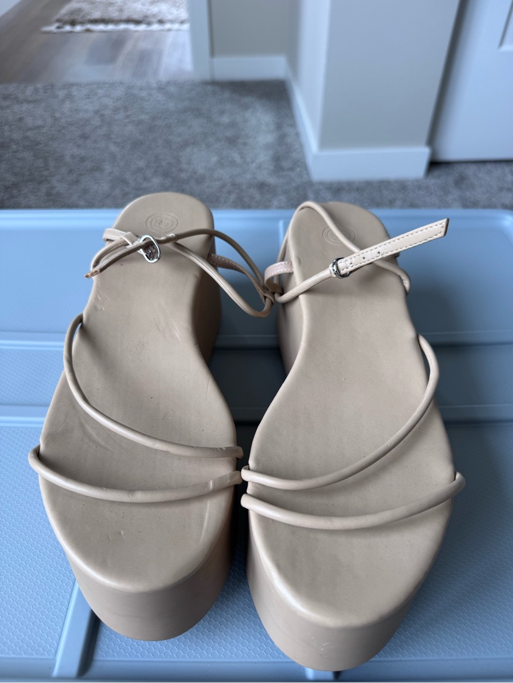 Urban Outfitters Neutral Beige Strappy Platform Sandals